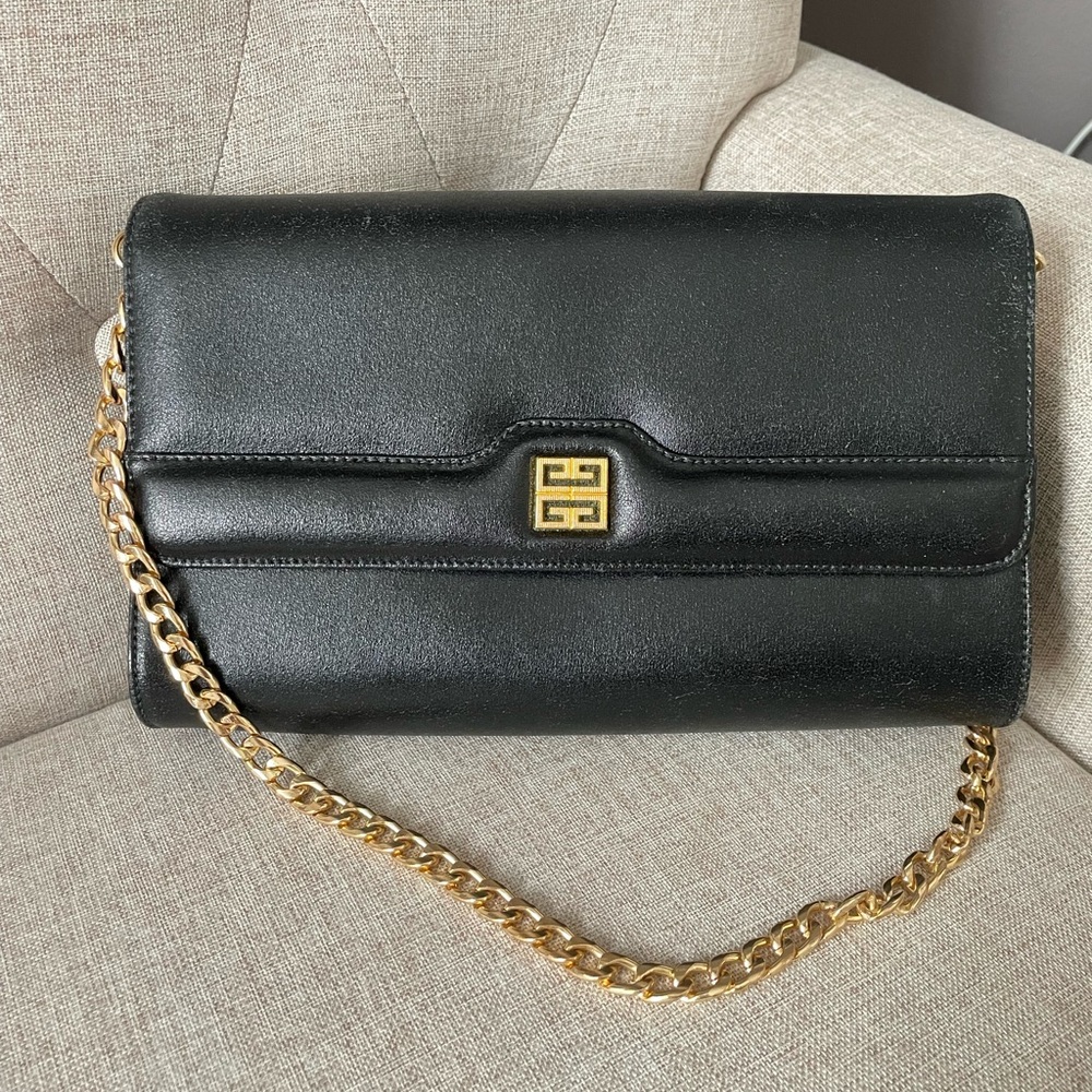 Givenchy Vintage Black Gold Crossbody Bag